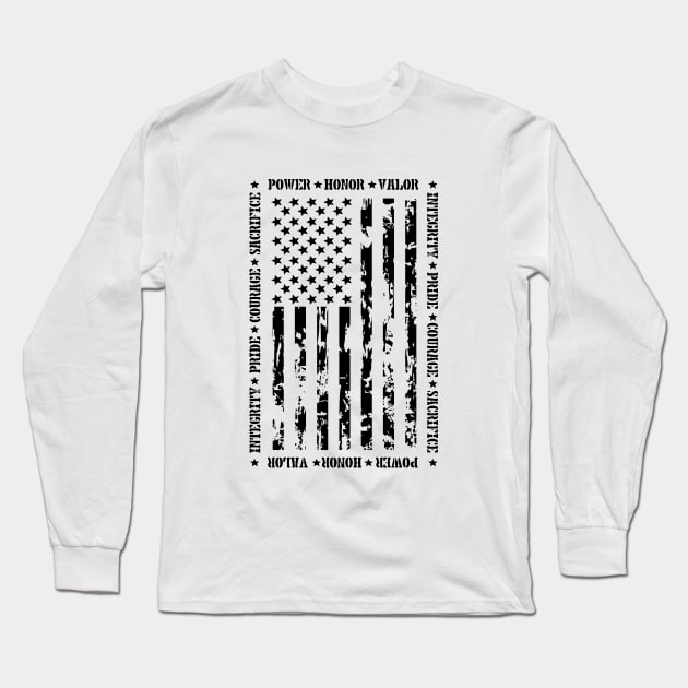 PATRIOTIC U.S. FLAG Long Sleeve T-Shirt by razrgrfx